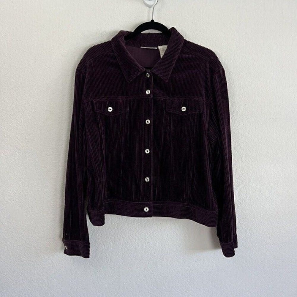 Studio Ease Vintage Women’s Plus Size 16 Eggplant Purple Corduroy Jacket Coat￼